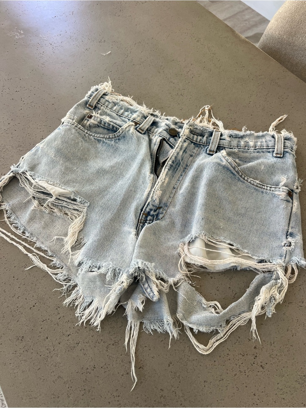Levi’s Vintage Light Blue Distressed Denim Jean Shorts